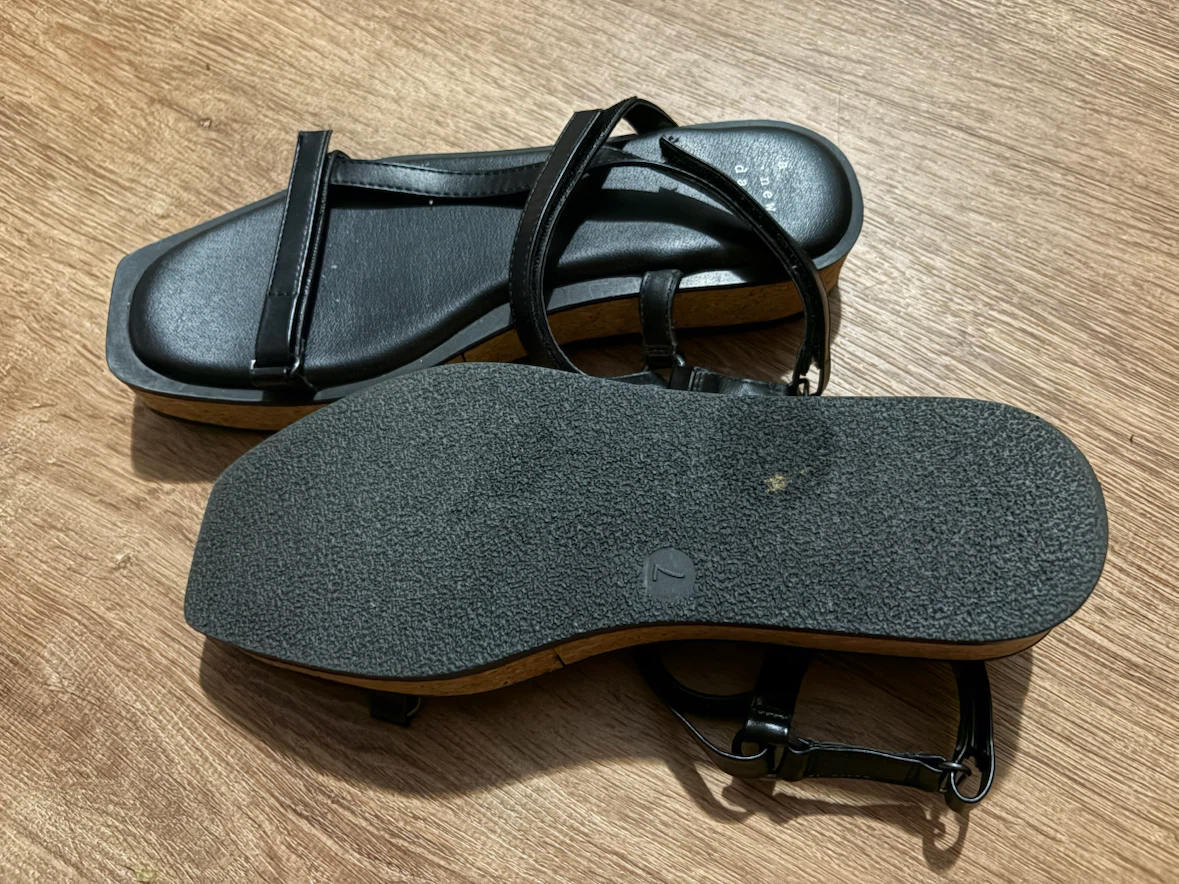 Black Flat Sandals women’s size 7 - photo 5
