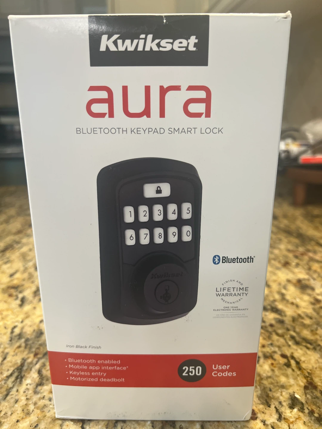 Kwikset Aura Bluetooth Keypad Smart Lock - Iron Black