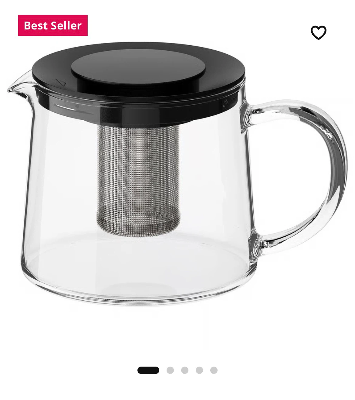 IKEA riklig Glass Teapot with Infuser 0.6L