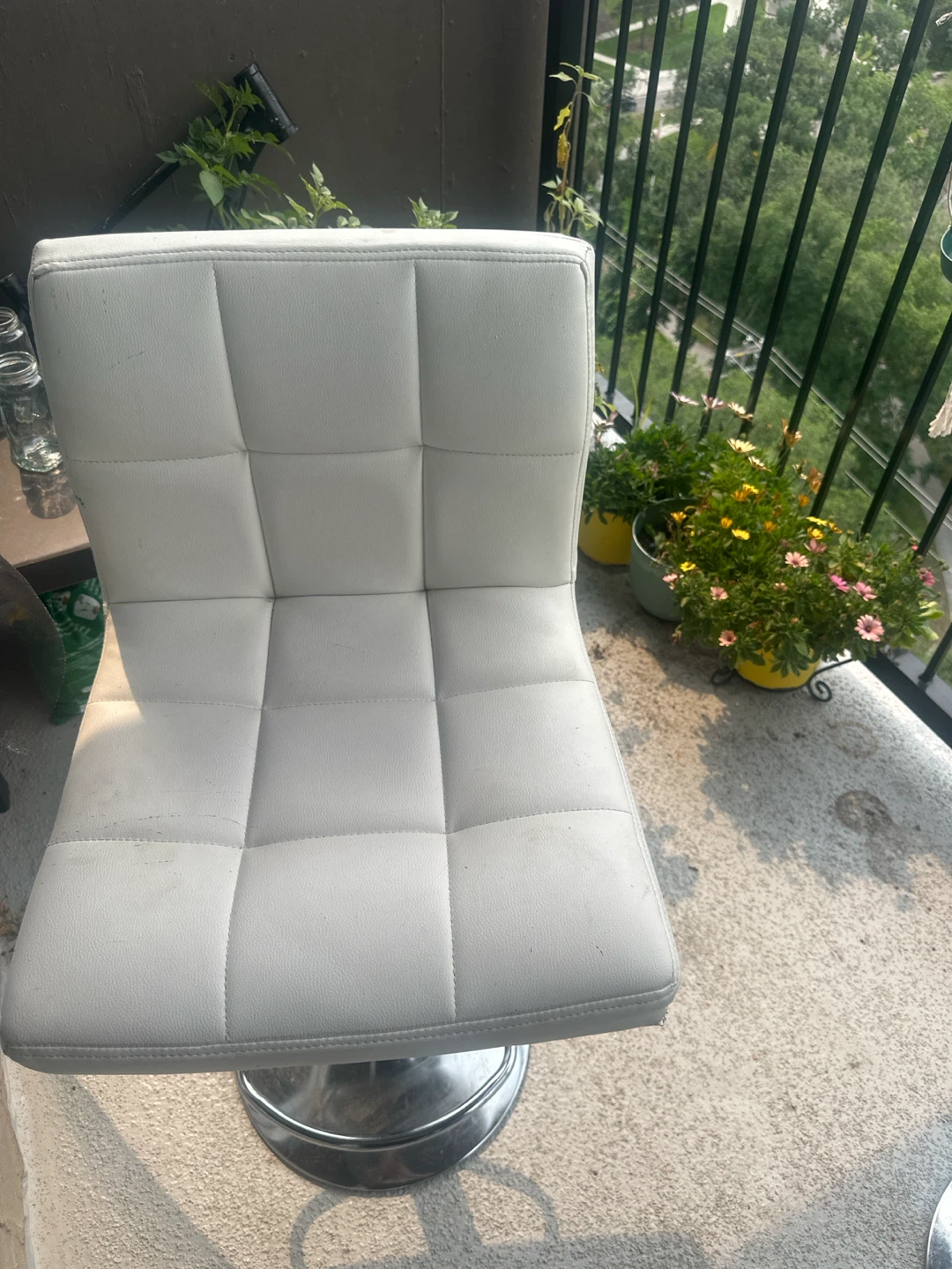 White Faux Leather Bar Stool