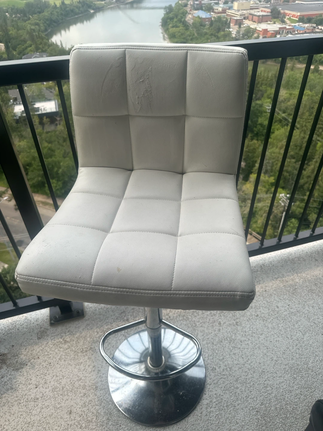 White Adjustable Bar Stool