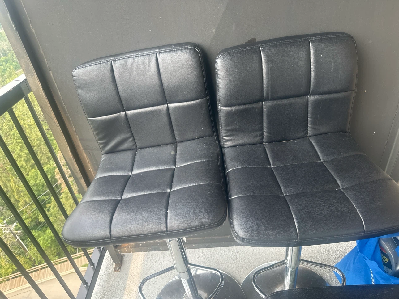 Pair of Black Adjustable Bar Stools