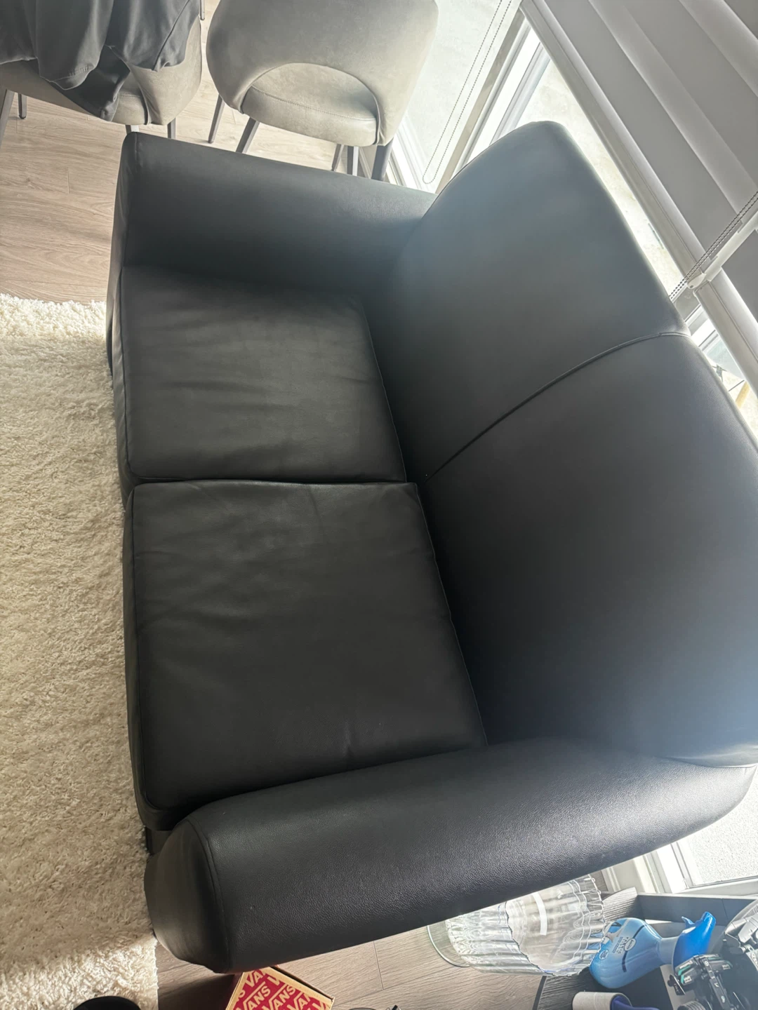 Black Faux Leather Loveseat Sofa - photo 2