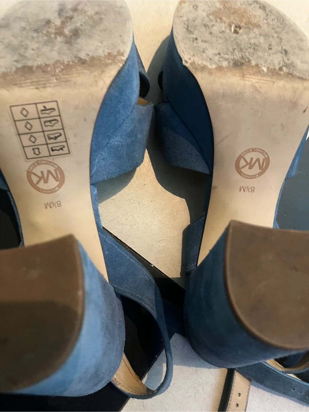 Michael Kors Blue Suede Block Heel Sandals - photo 3