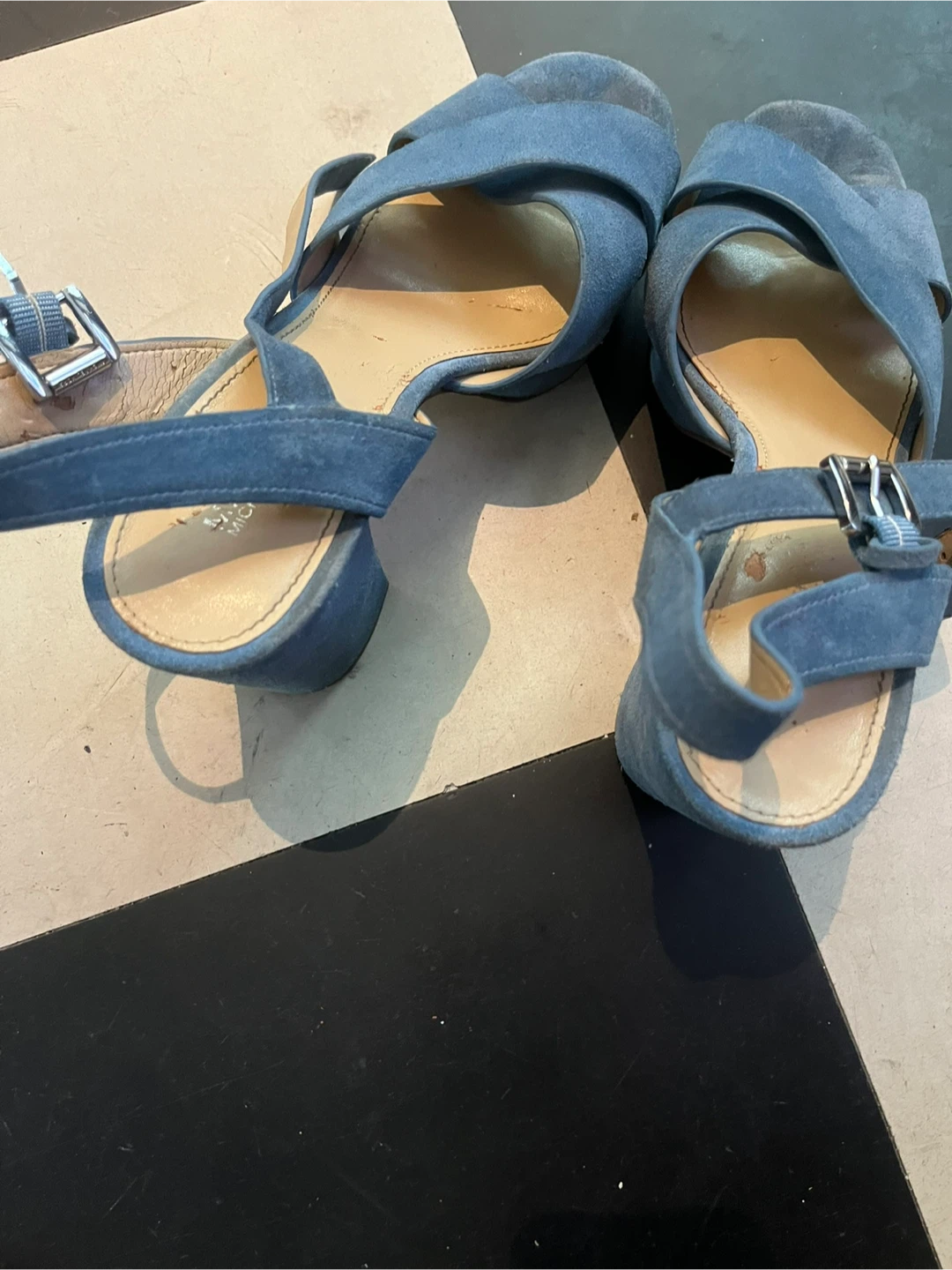 Michael Kors Blue Suede Block Heel Sandals - photo 2
