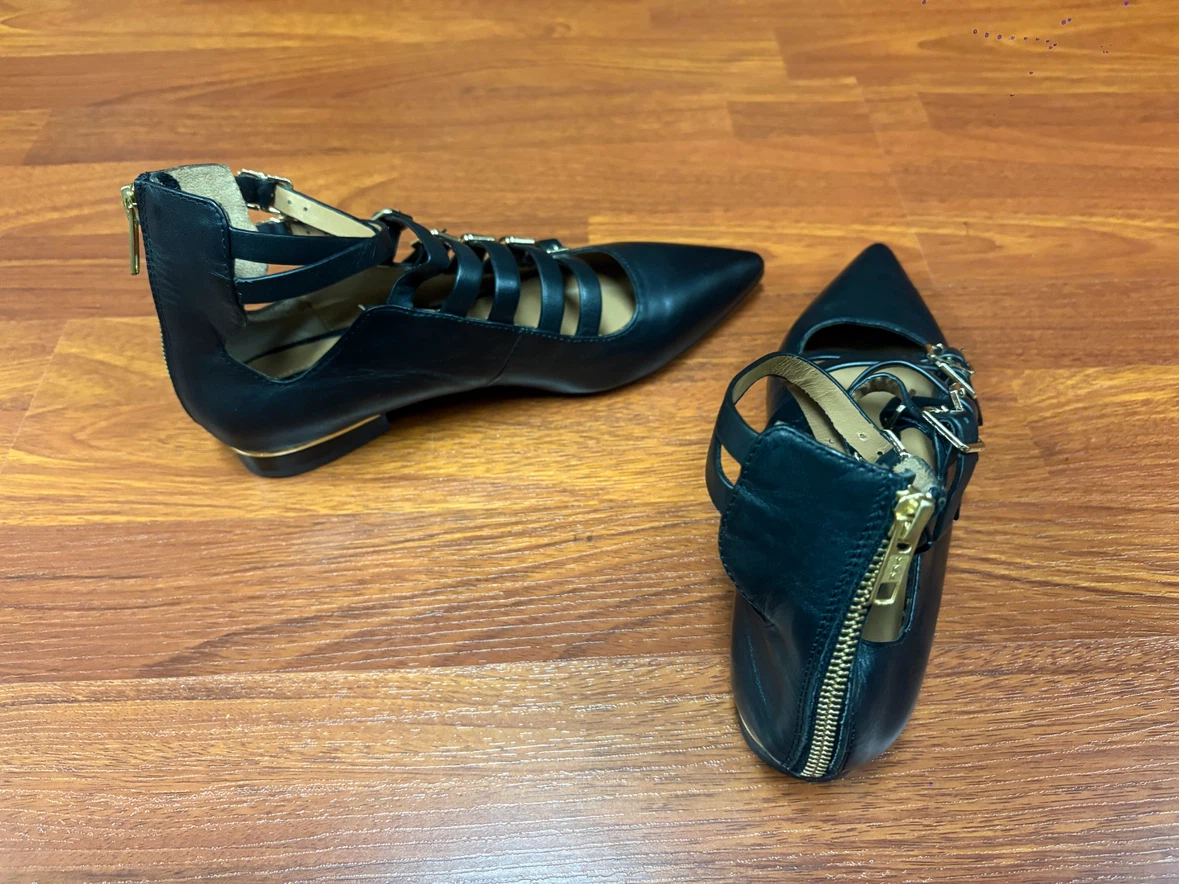 TOPSHOP Black Pointed Toe Flat Shoes with Buckles - photo 3