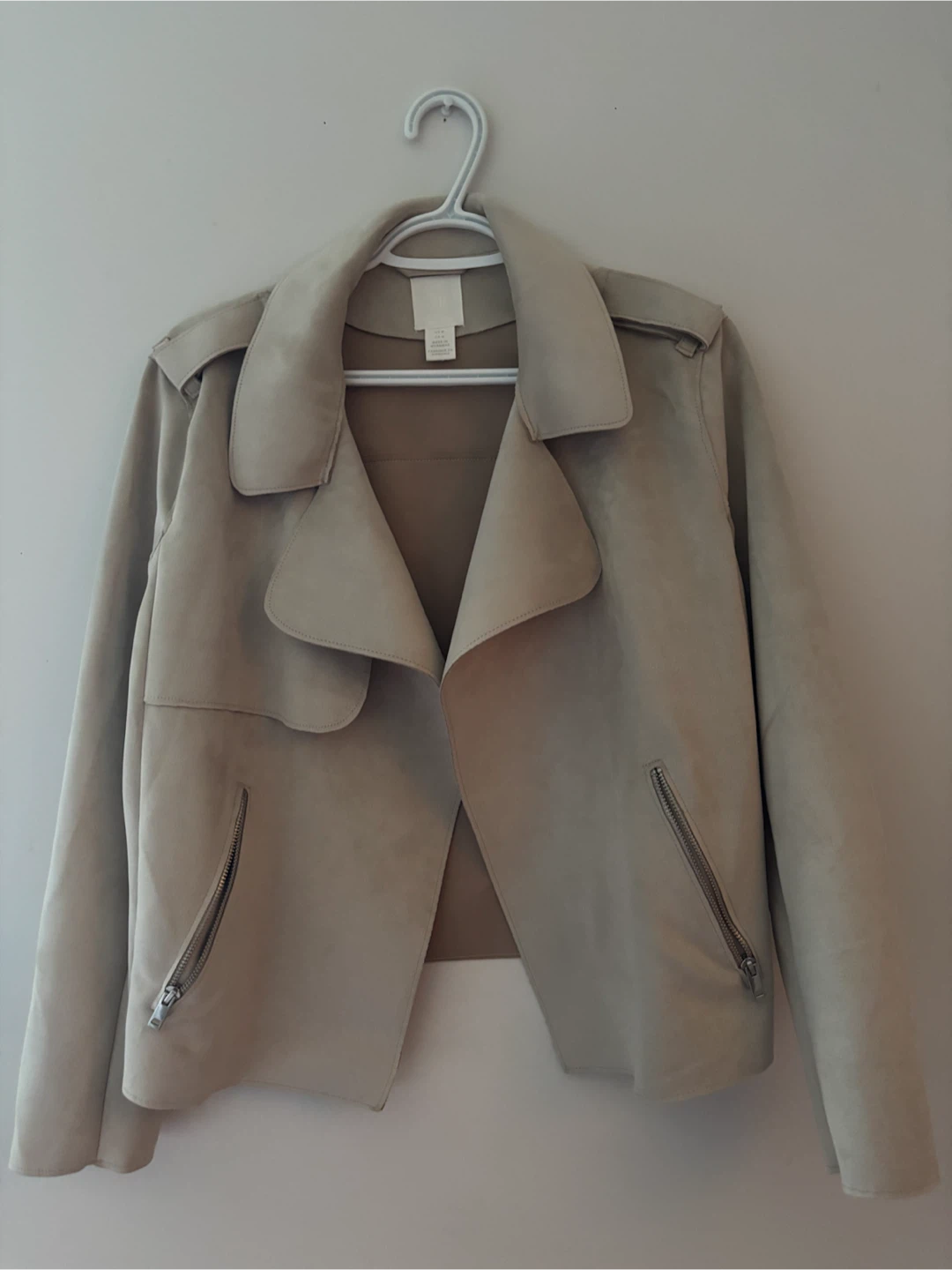 H&M Beige Suede-Look Jacket - Size M