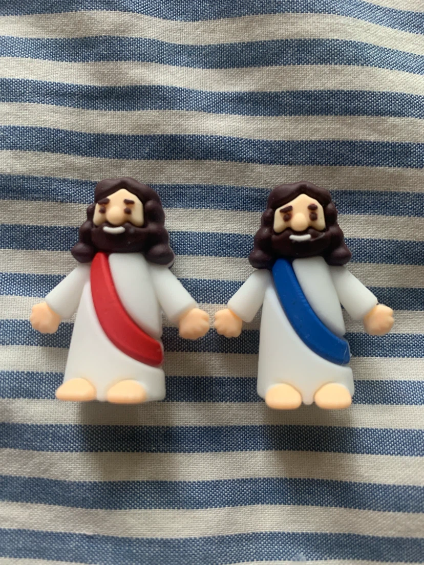 MINI Pair of Jesus Figurines - Red and Blue Sash