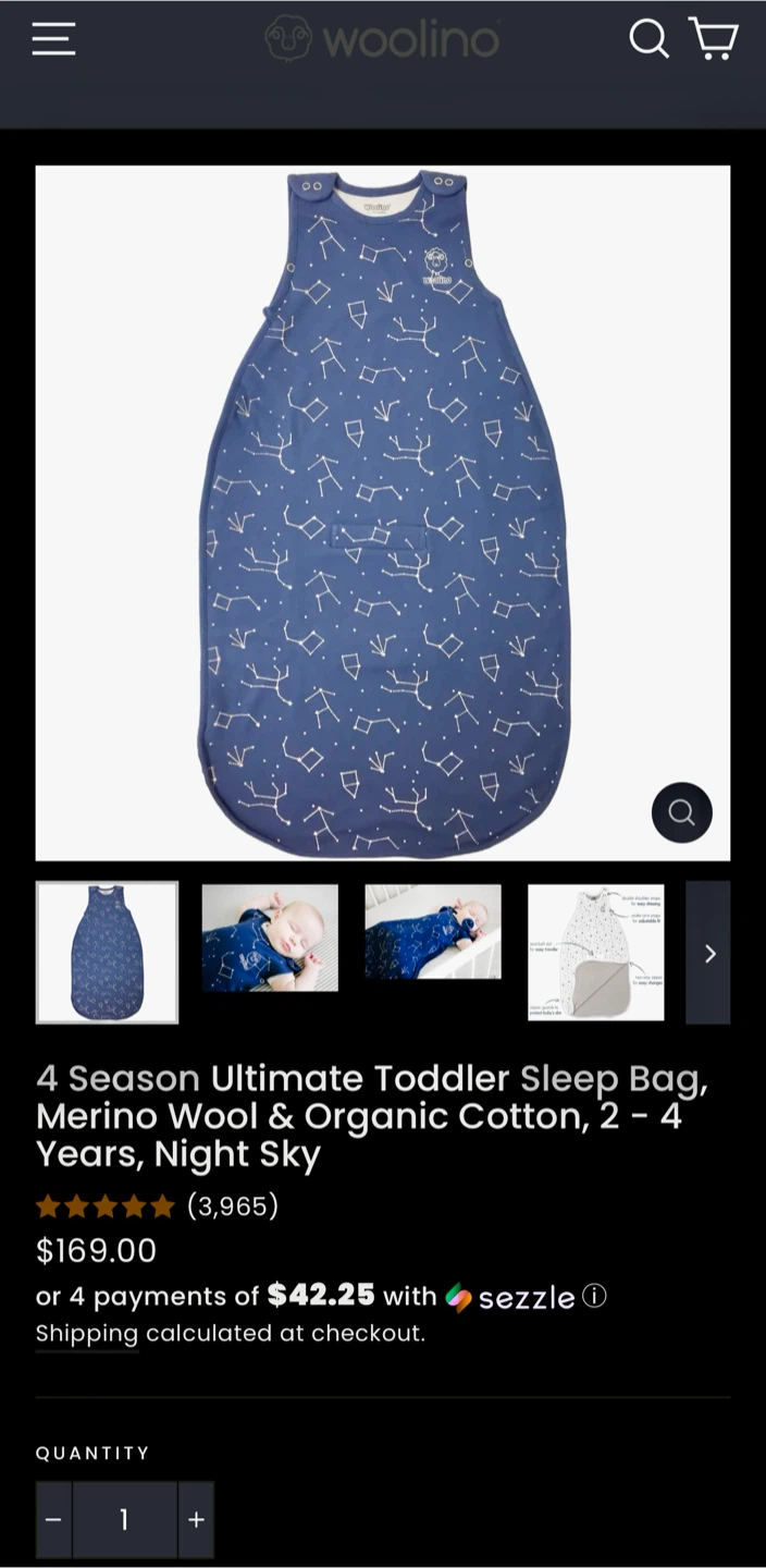 Woolino Toddler Sleep Bag - Night Sky Print (2-4 years) - photo 2