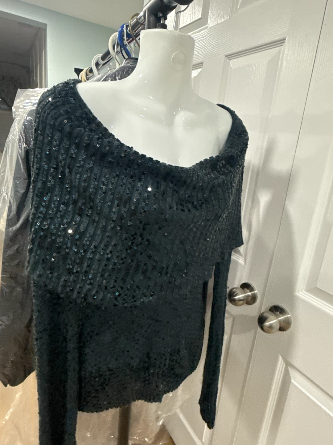 Maroon Lace & Sequin Evening Top