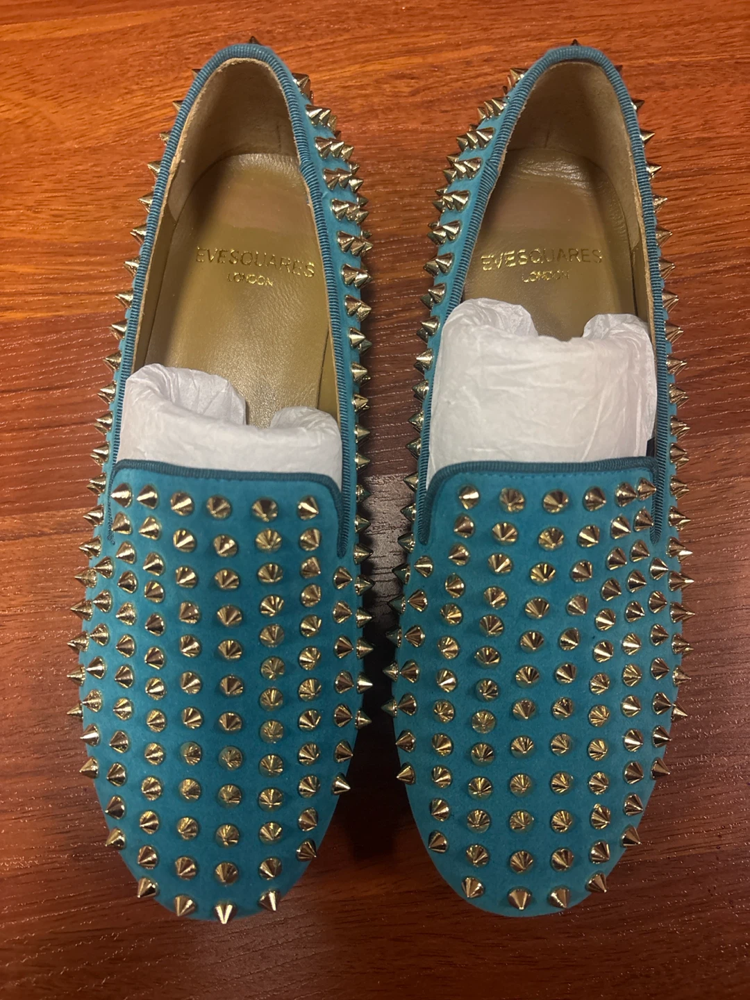 Evesquare London Spiked Loafers - Teal - photo 4