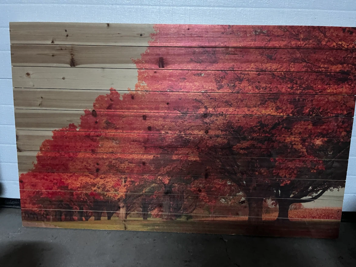 Wood Panel Wall Art - Autumn Trees - photo 2