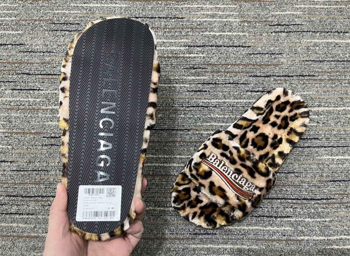 Balenciaga Leopard Print Furry Slides Size 43 - photo 2