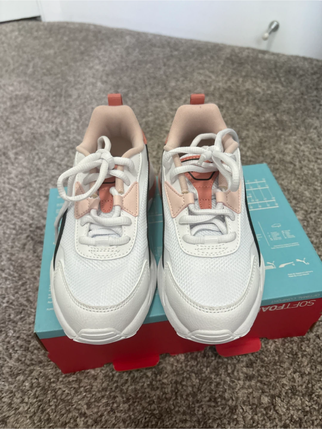 Puma Viszk PS Kids Shoes White Peach Black Size 12.5 US - photo 2