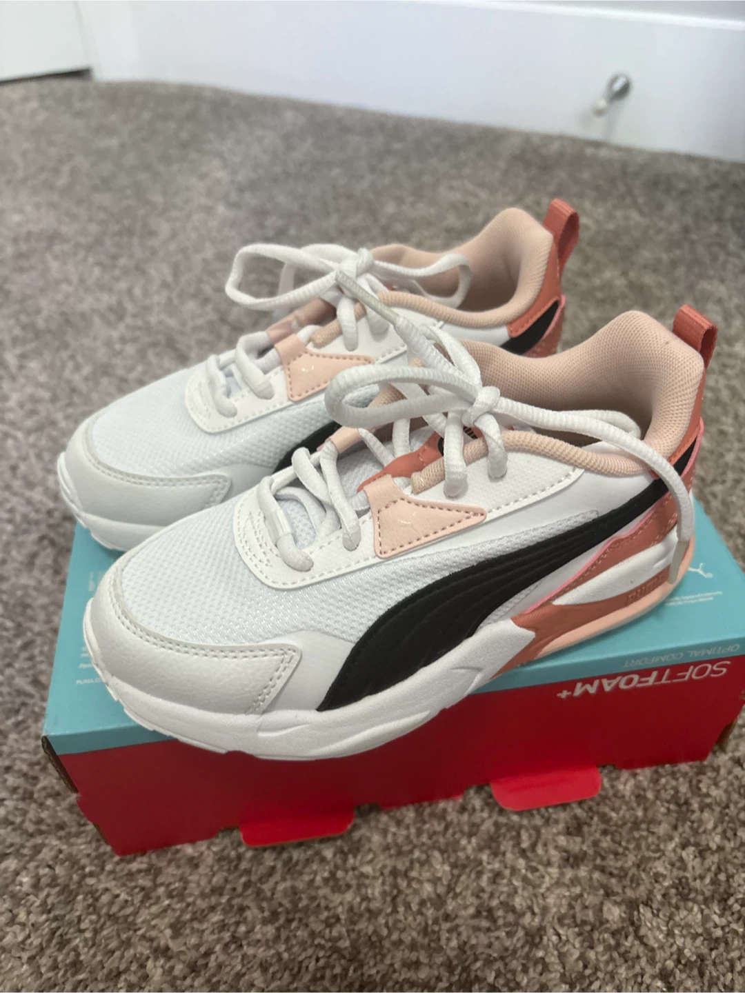 Puma Viszk PS Kids Shoes White Peach Black Size 12.5 US - photo 3