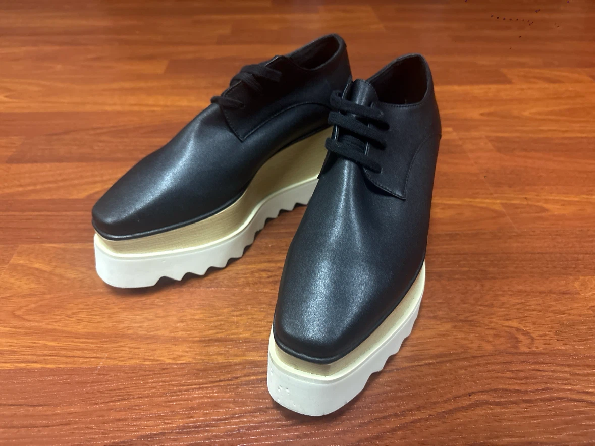 Stella McCartney Black Platform Lace-Up Shoes