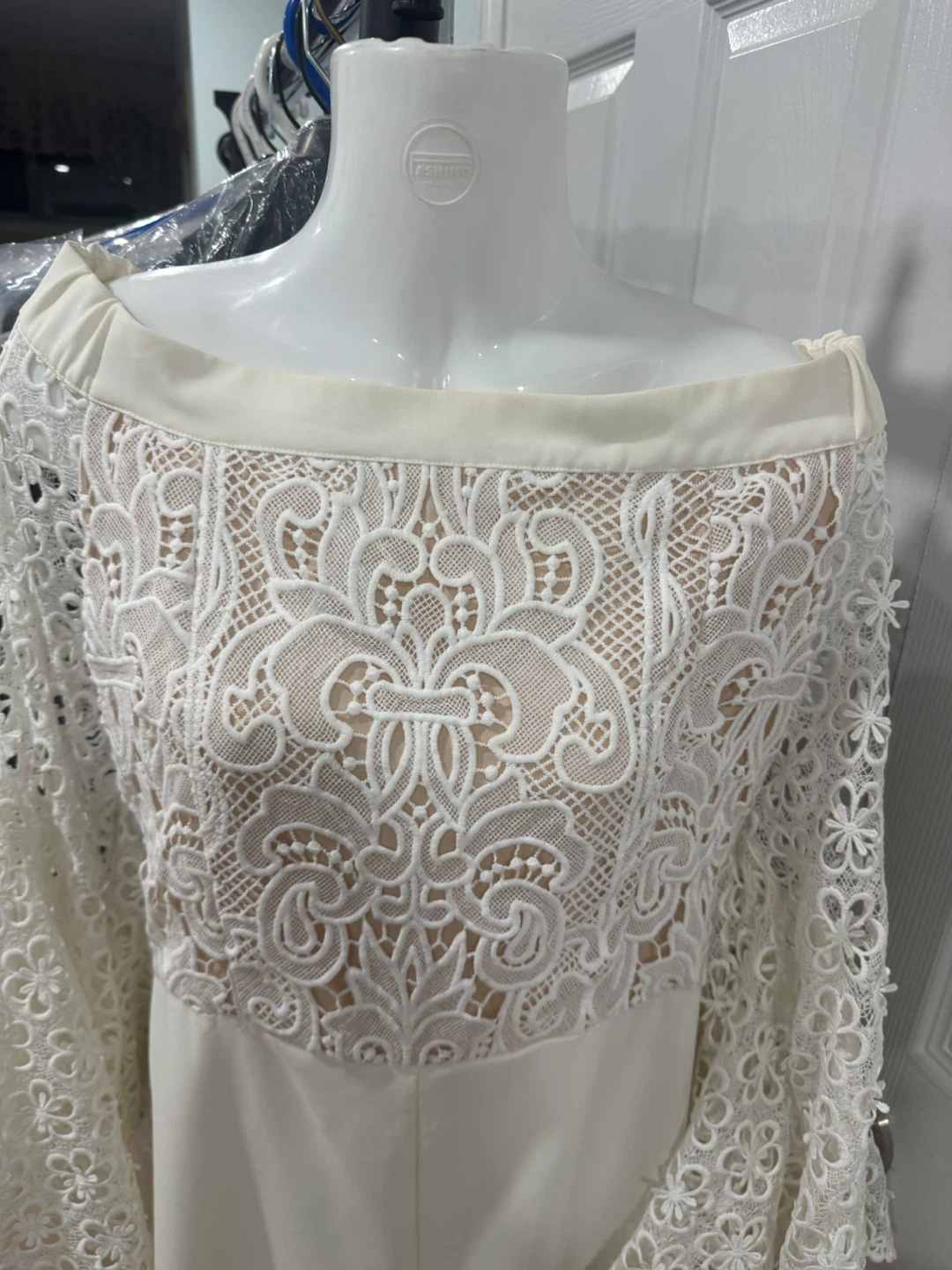 White Lace Sleeve Jumpsuit