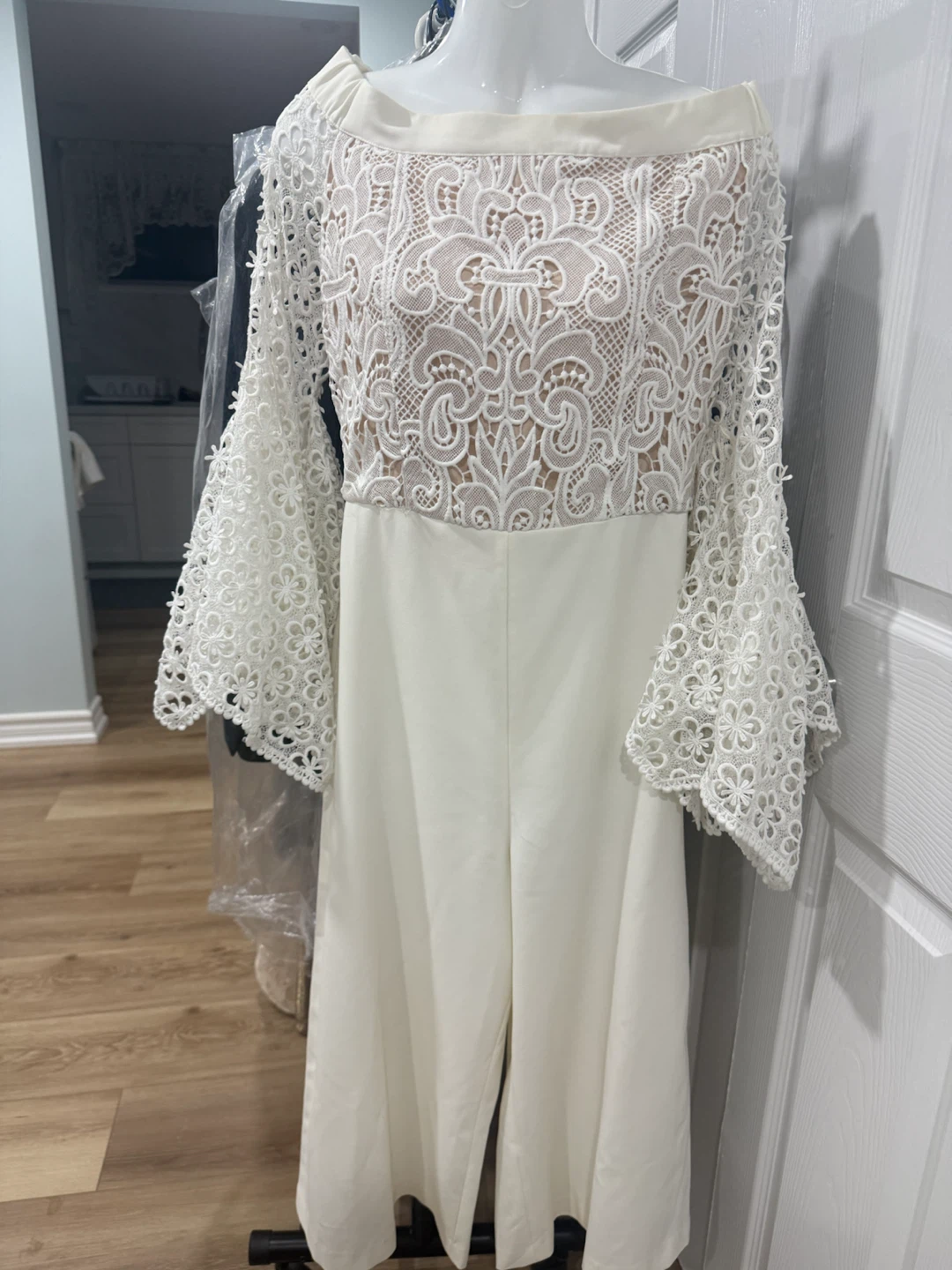 White Lace Sleeve Jumpsuit - photo 3