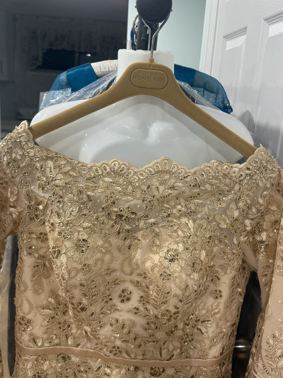 Gold Lace Embellished Gown