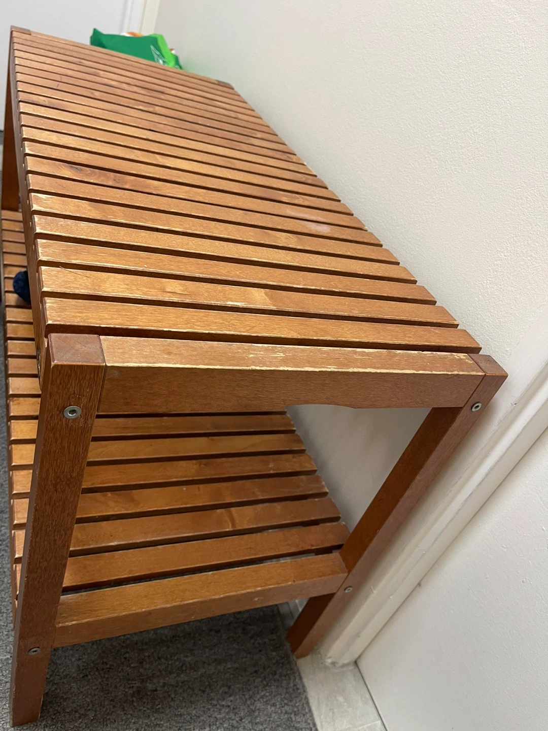 Wooden 2-Tier Slatted Shelf Unit