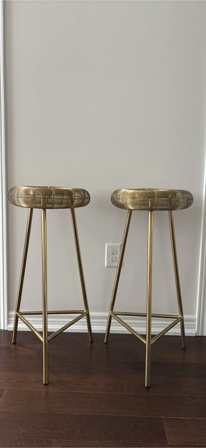 Set of 2 Gold Wire Bar Stools
