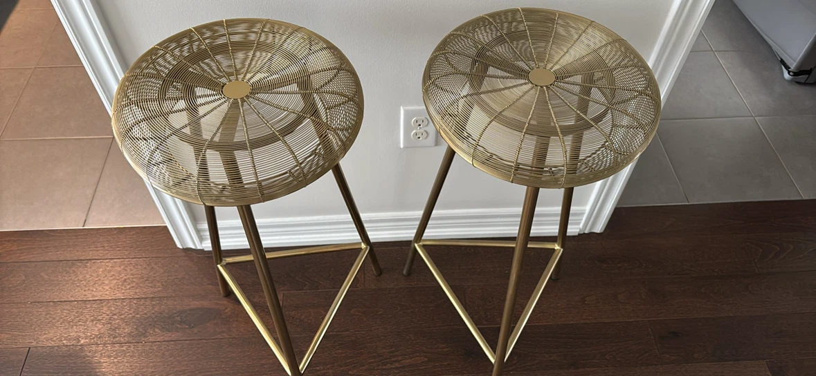 Set of 2 Gold Wire Bar Stools - photo 2