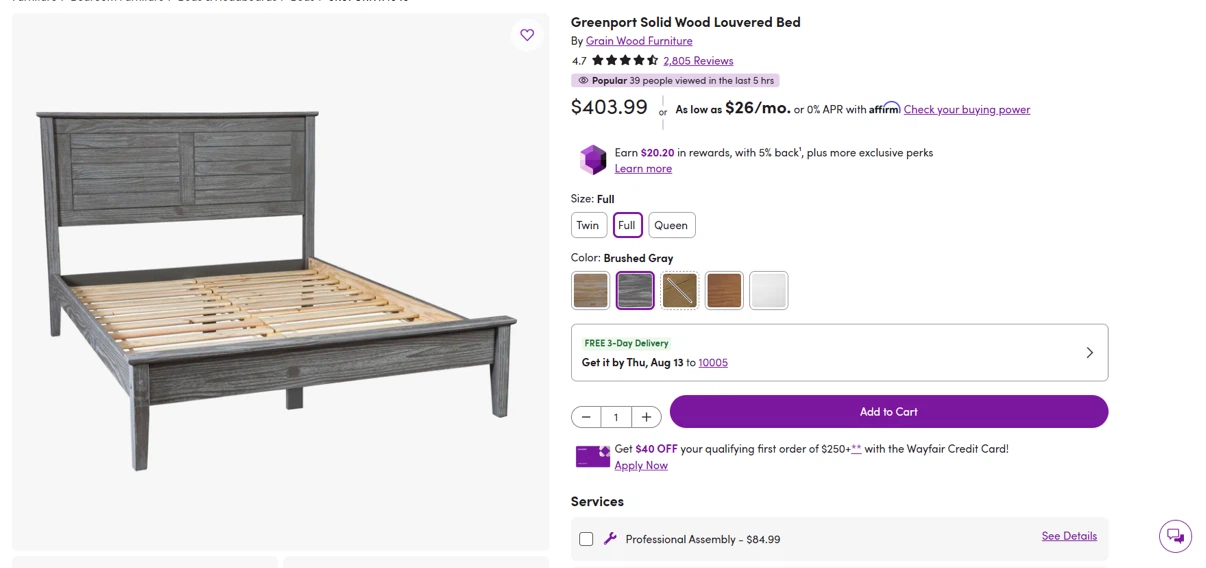 Greenport Solid Wood Louvered Bed - photo 4