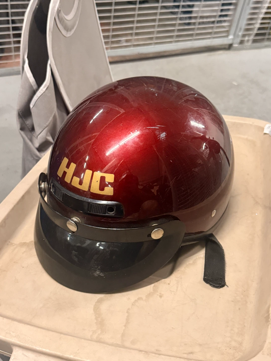 HJC Red Motorcycle Helmet with Visor