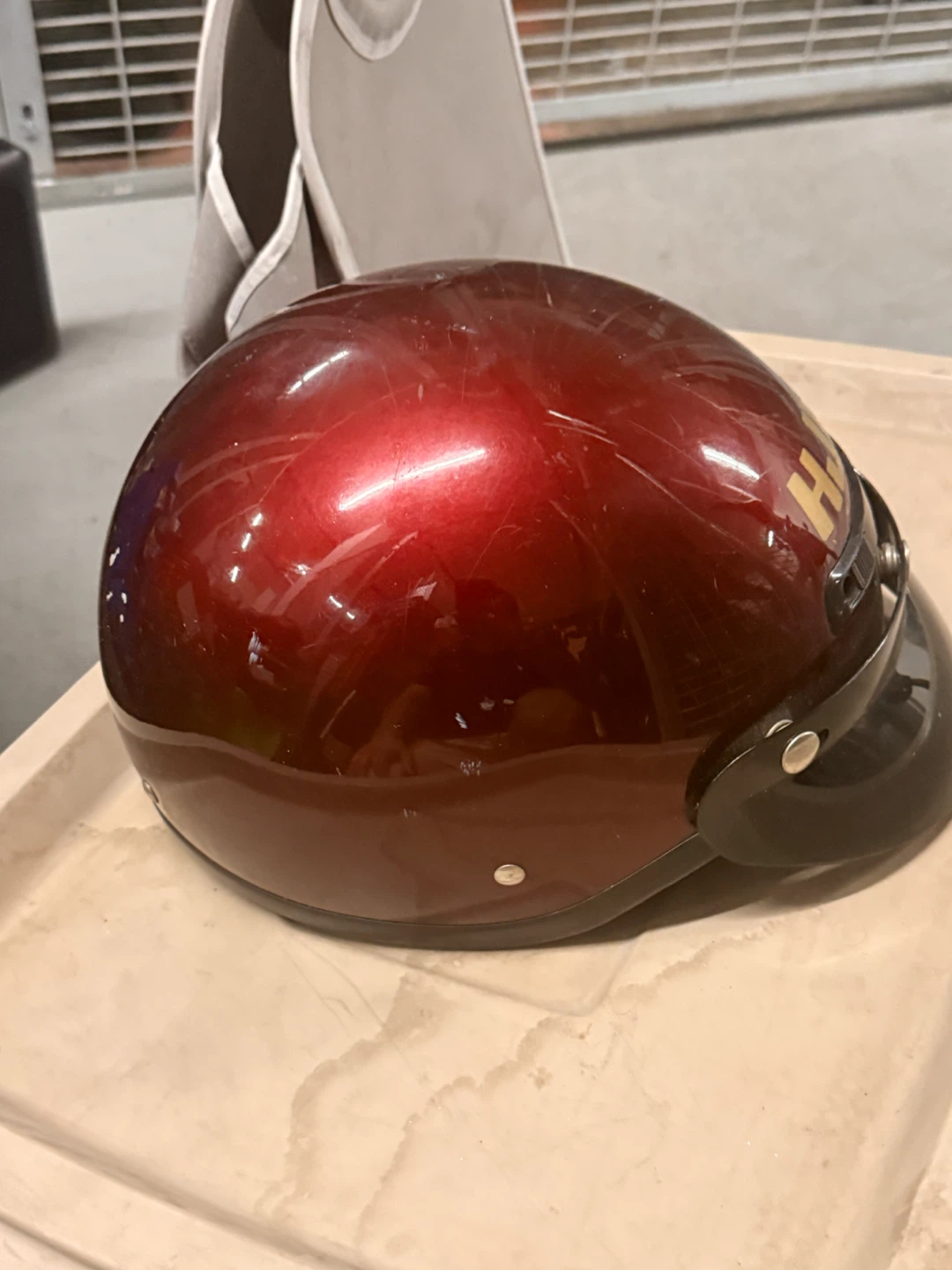 HJC Red Motorcycle Helmet with Visor - photo 2