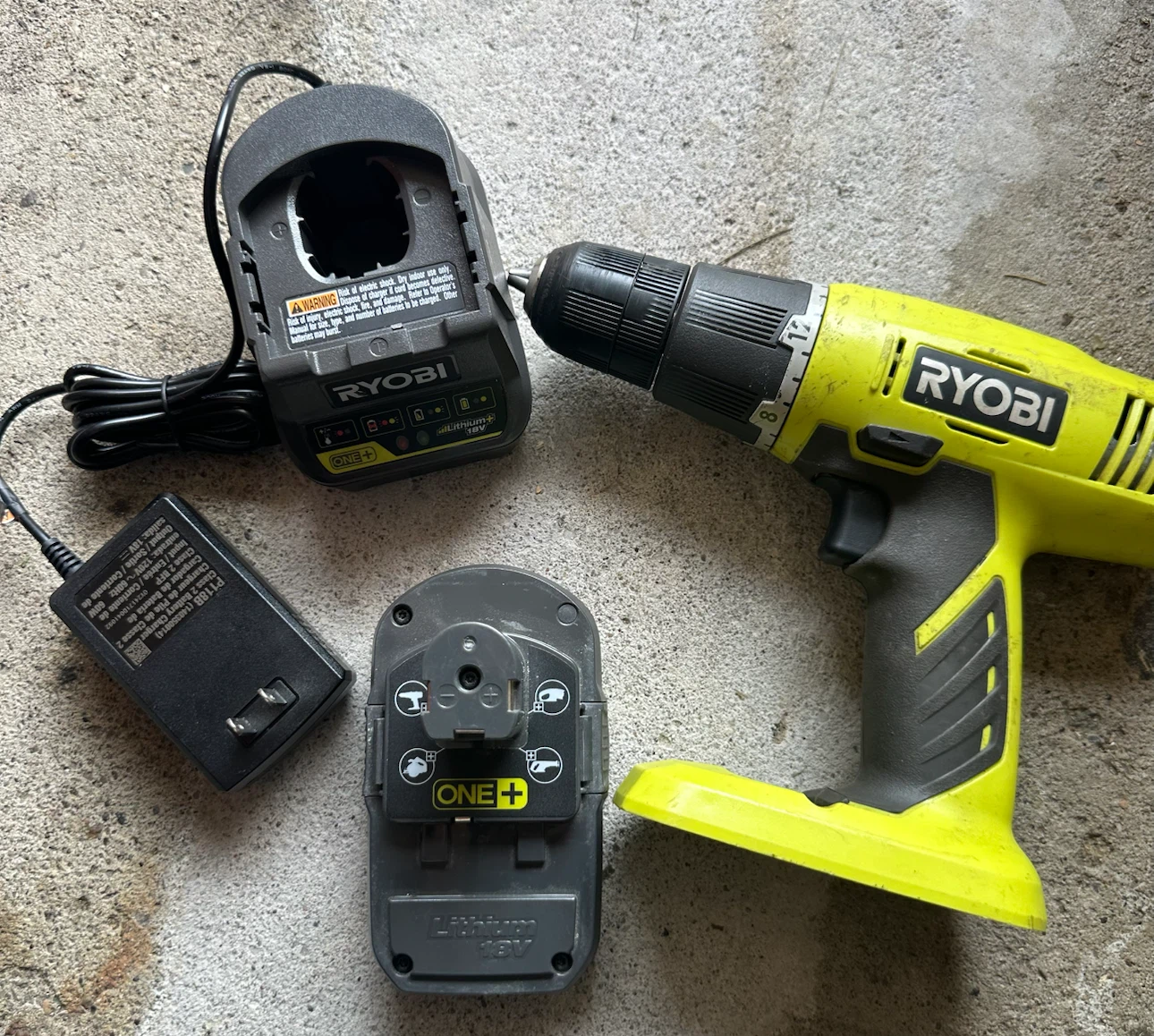 Ryobi ONE+ Lithium-Ion Cordless Drill with Battery and Charger