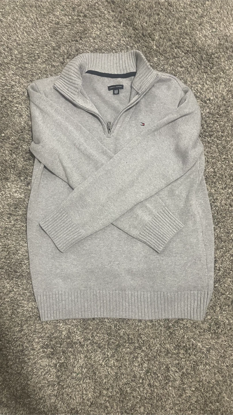 Tommy Hilfiger Half-Zip Sweater - Grey - XL YOUTH