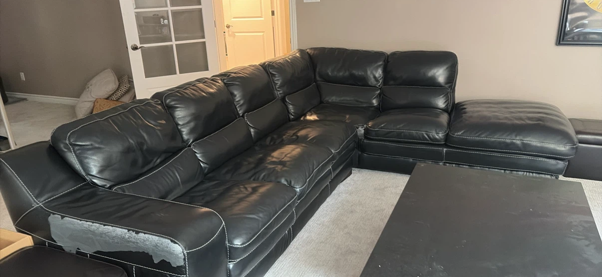 Black Leather Sectional Sofa - photo 2