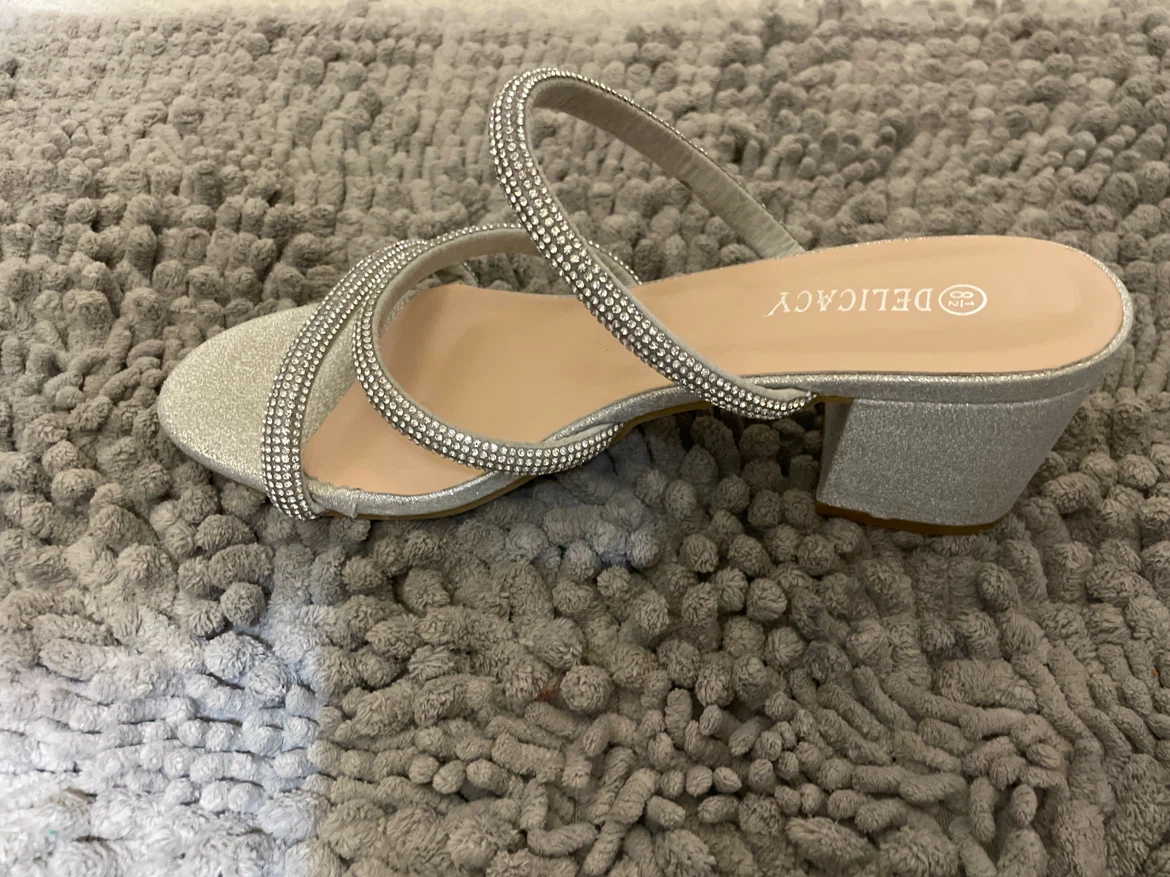 Delicacy Silver Embellished Block Heel Sandals
