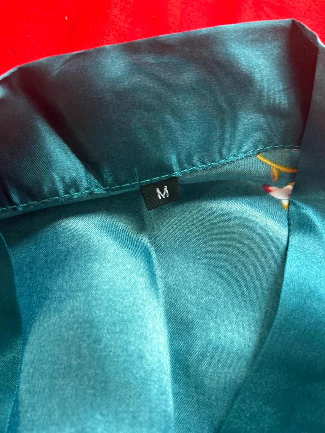 Teal Crane Print Kimono Robe - Size M - photo 2