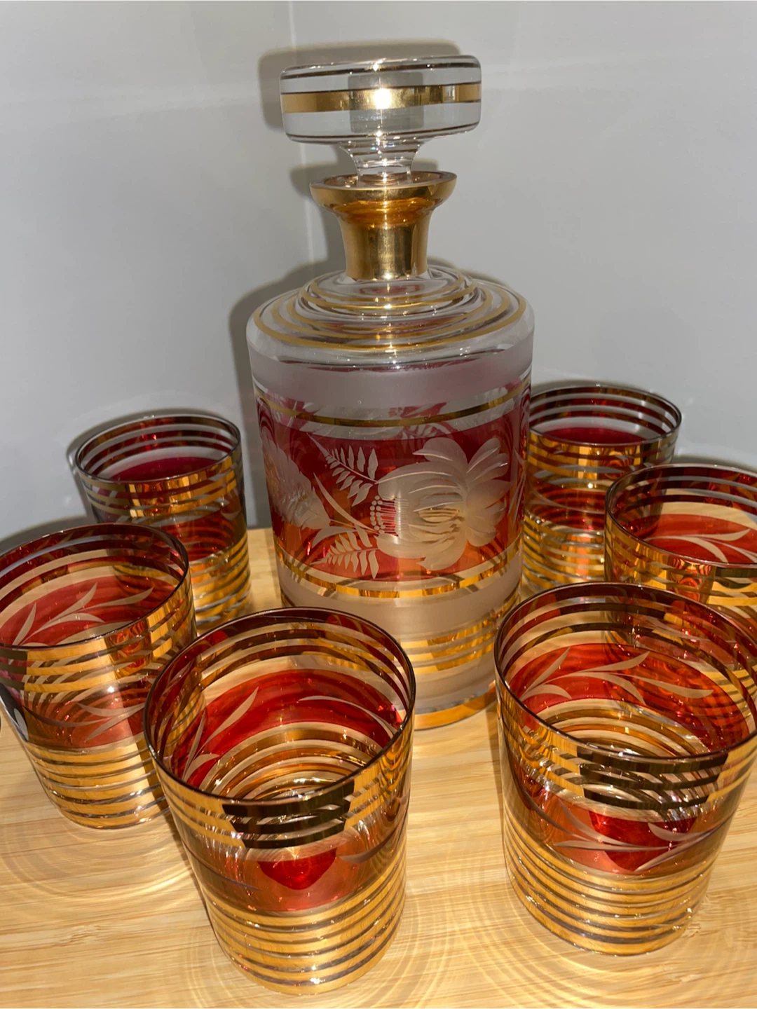 Vintage Crystal Decanter and Glasses Set