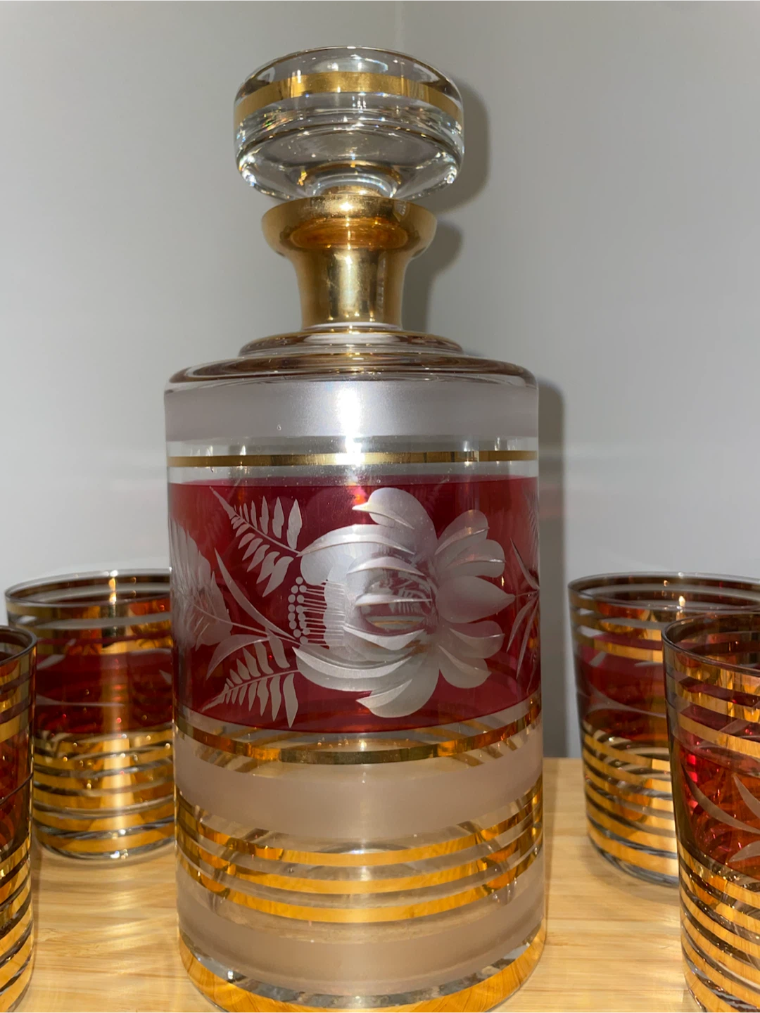 Vintage Crystal Decanter and Glasses Set - photo 2