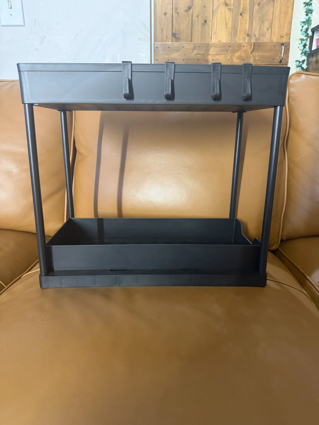 Black 2-Tier Rolling Utility Cart Organizer - photo 2