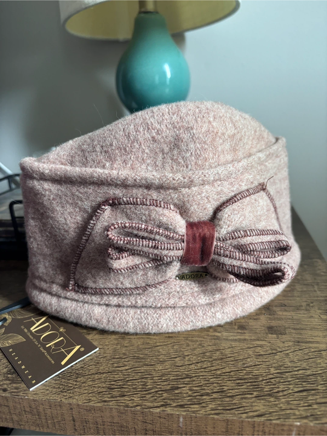 Adora Pink Wool Blend Hat with Bow