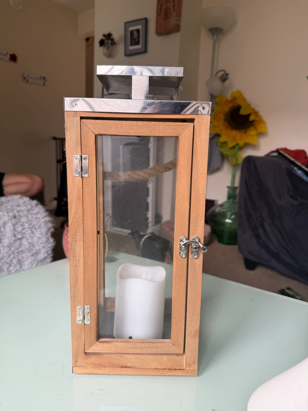 Wooden Lantern with LED Candle