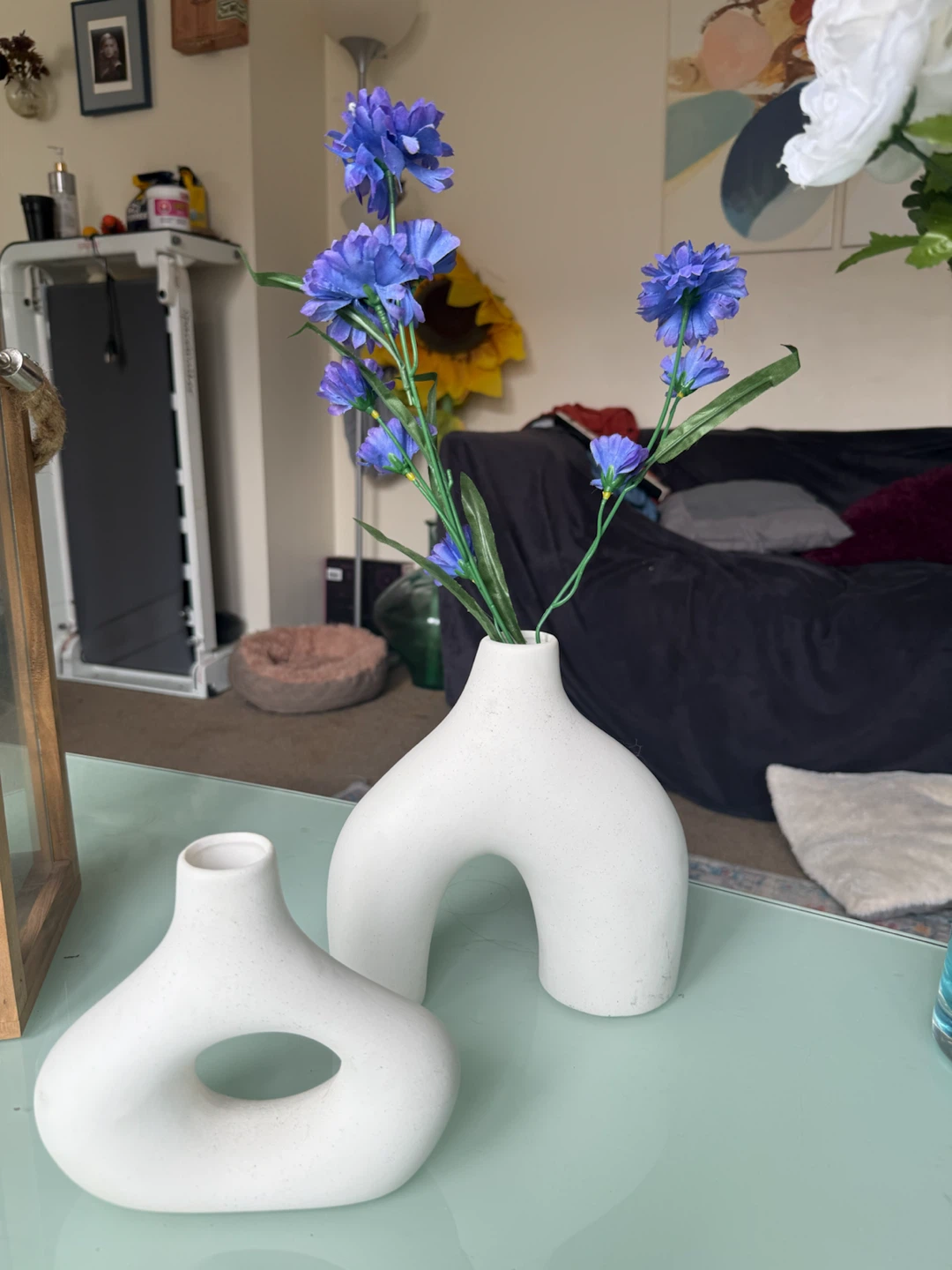 Set of 2 Modern White Ceramic Vases