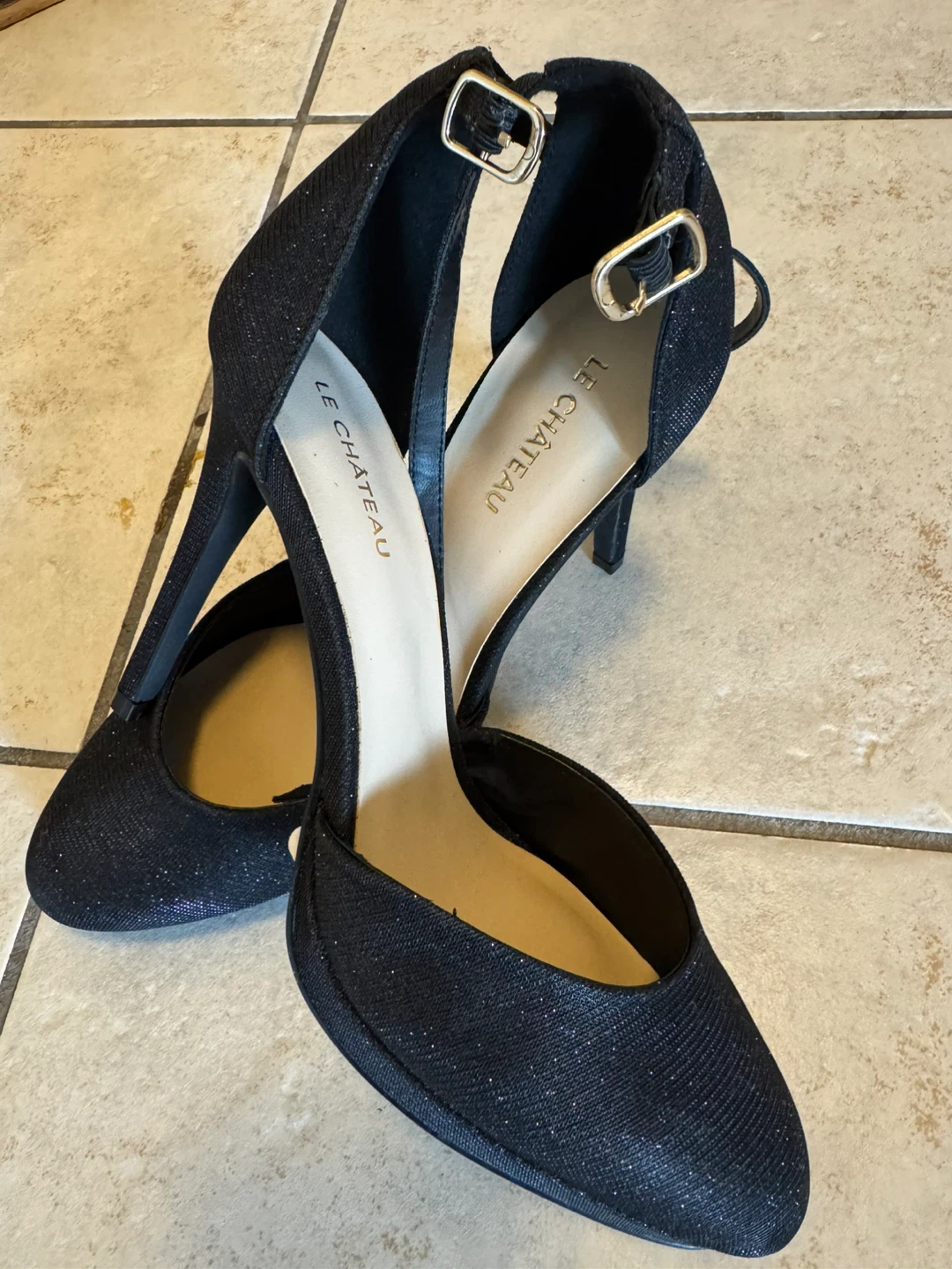 Le Château Black Glitter Heels - Size 8 - photo 2