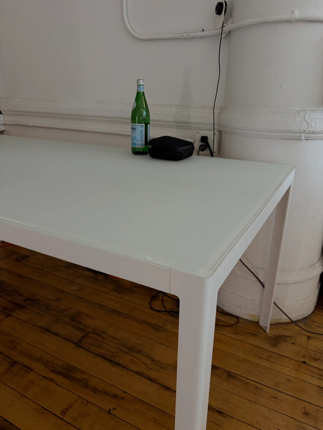 Design Within Reach White Large Min Table with Frosted Glass Top - photo 2