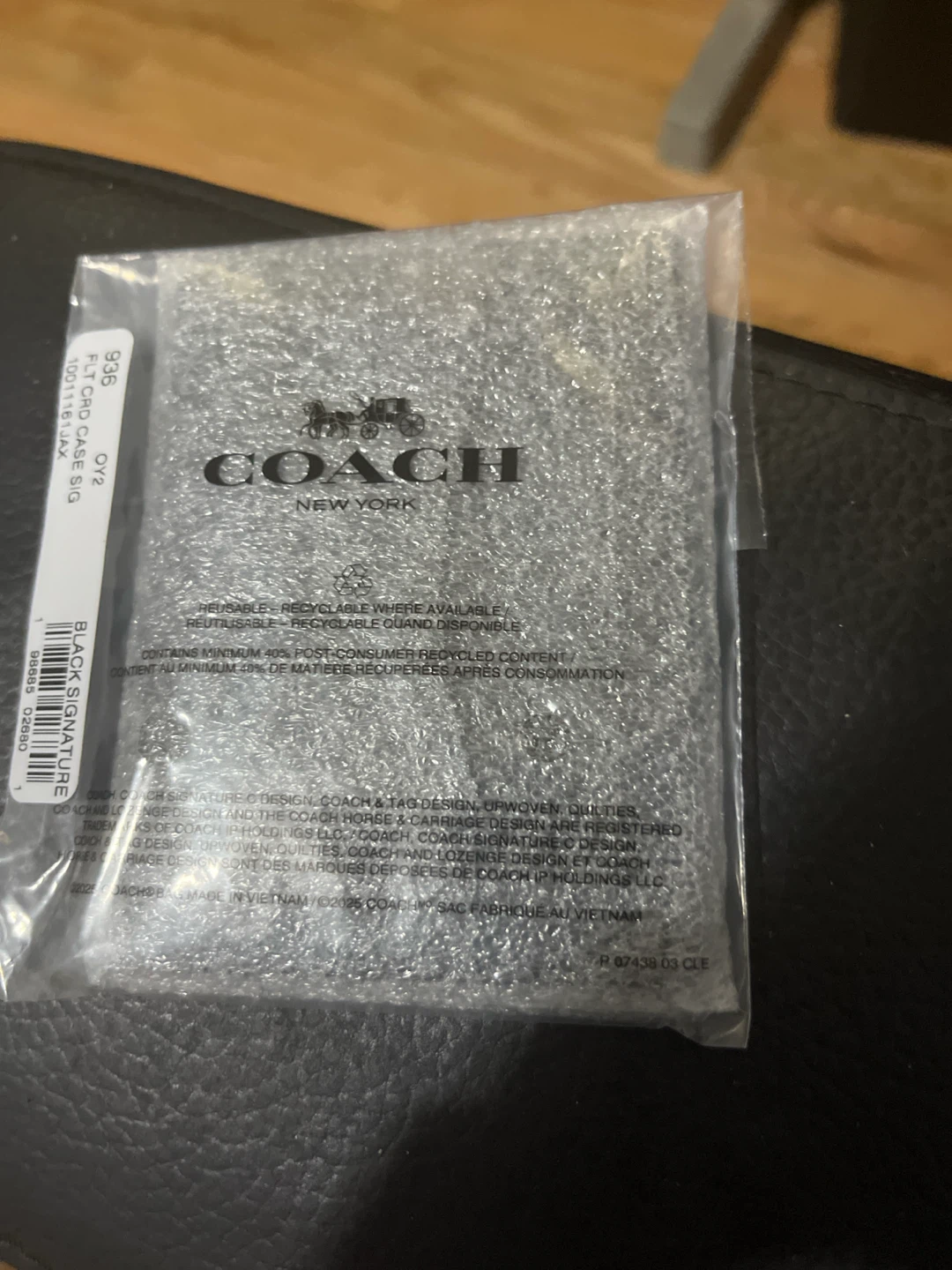 Coach Flat Card Case Signature Black