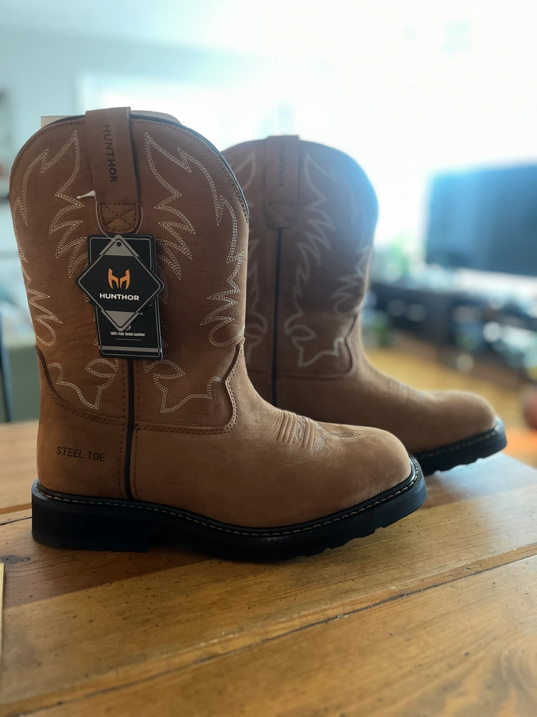 Men's Steel Toe Cowboy Work Boots – Size 10, New, Never Worn - photo 4