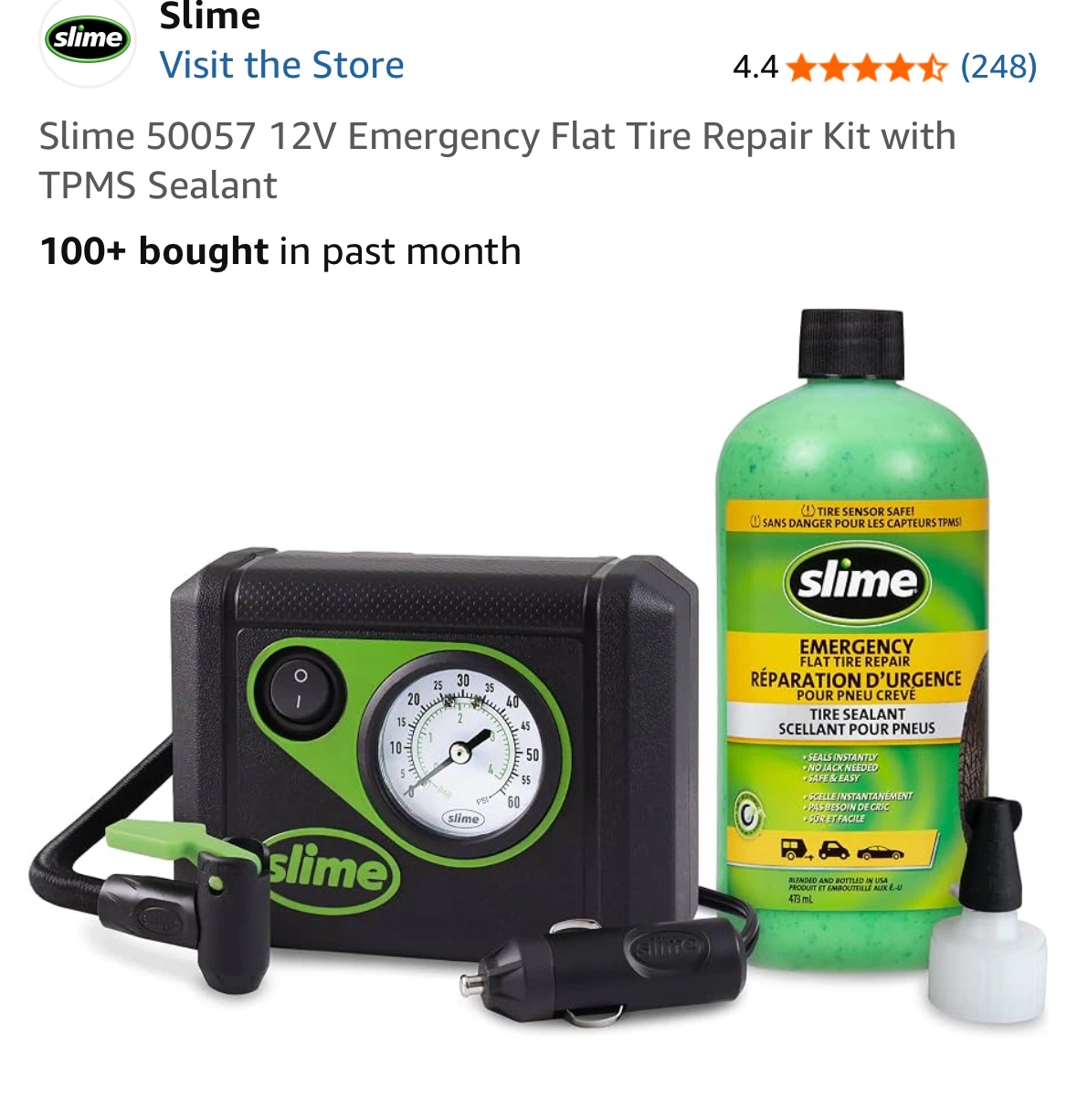 Slime Emergency Flat Tire Repair Kit