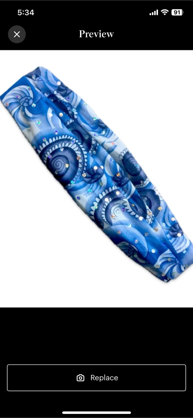 Blue Seashell Swirl Headband with Sequins