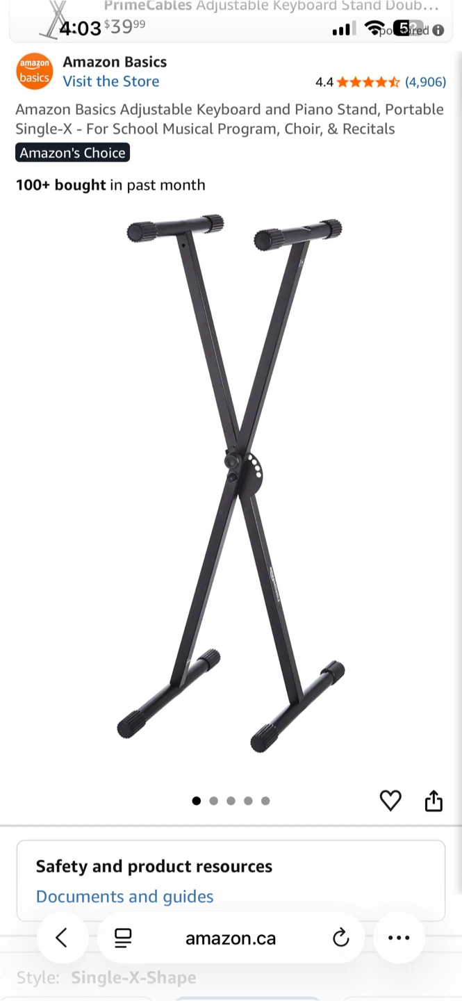 Amazon Basics Adjustable Keyboard and Piano Stand