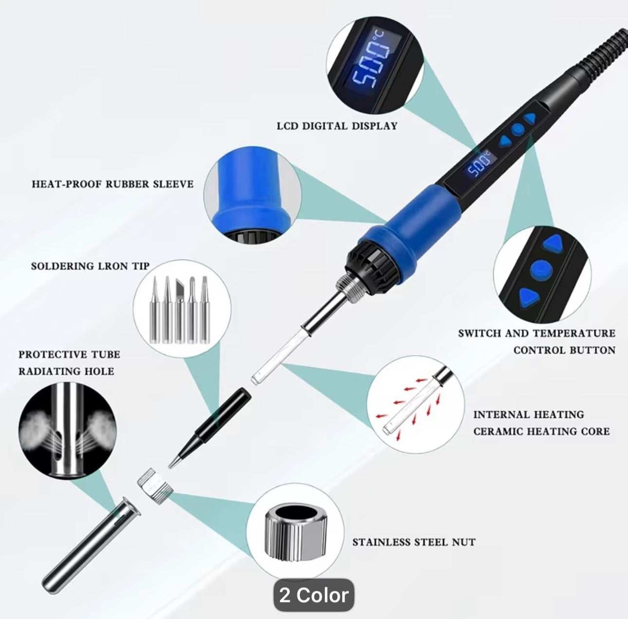 US Standard Wired Digital Display Electric Soldering Iron Set - photo 3