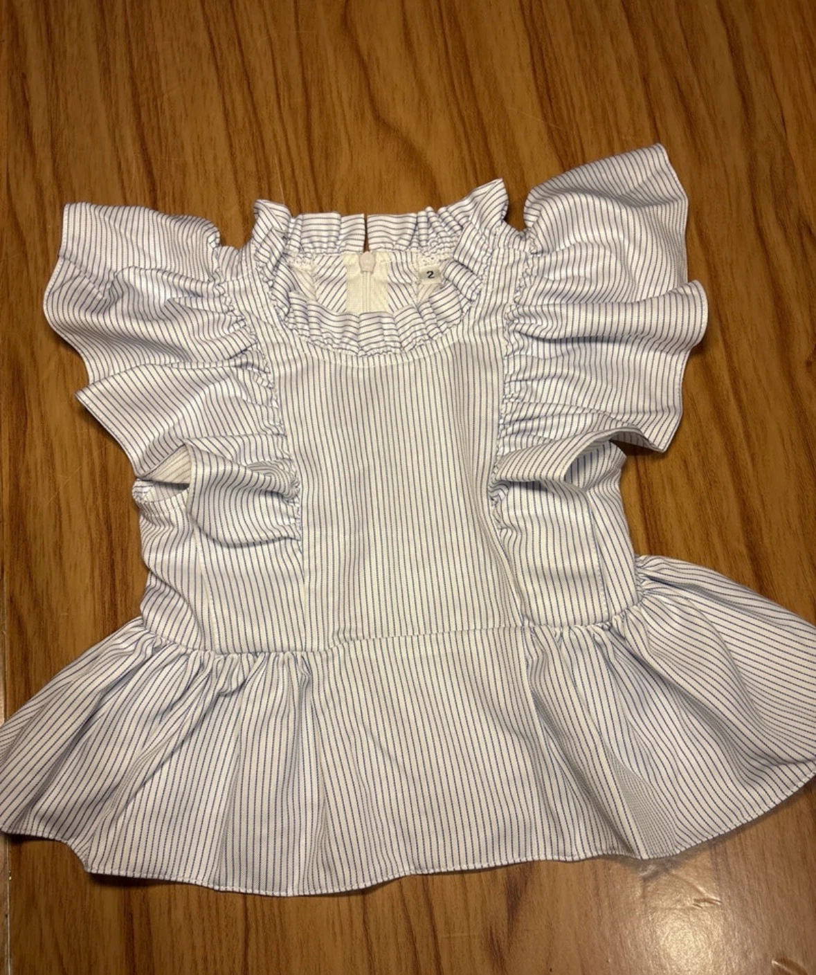 Girls Striped Ruffle Blouse Size 2