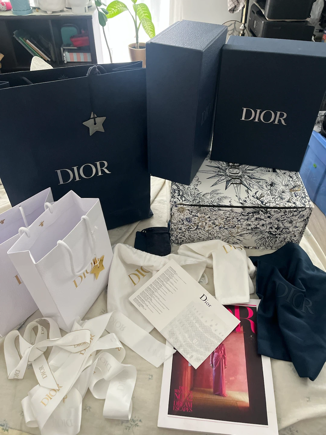 Authentic Dior Shoe Boxes, Dust Bags & Laces Bundle